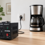 220 to 110 voltage converter powering home appliances in a 220V country