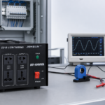 Current to voltage converter application with transformer, current sensor, and oscilloscope