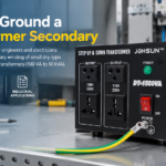 Johsun DT-1500VA step-up and step-down transformer with a green-yellow grounding conductor bonded to the chassis ground stud