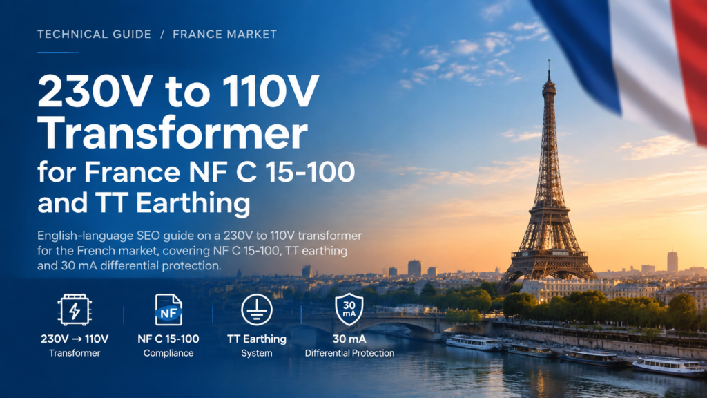 230V to 110V transformer for France — NF C 15-100 and TT earthing guide