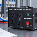DT series step-up and step-down transformer connected with live and neutral wires correctly identified on the input terminals