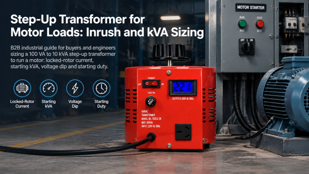 Cover: step-up transformer sizing for motor loads, inrush and kVA