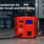 Cover: step-up transformer sizing for motor loads, inrush and kVA