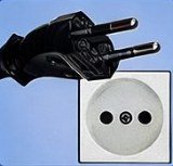 Type C plug and socket - Europlug 2 round pins, used across Europe Asia South America