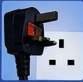 Type G plug and socket - British 3 rectangular pins, used in UK Ireland Malaysia Singapore