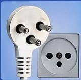 Type H plug and socket - 3 flat pins in V shape, used in Israel