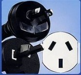 Type I plug and socket - 2 or 3 angled flat pins, used in Australia New Zealand China Argentina