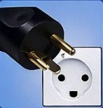 Type K plug and socket - 3 round pins, used in Denmark Greenland