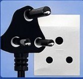 Type M plug and socket - 3 large round pins, used in South Africa India