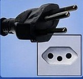 Type M2 plug and socket - 3 large round pins, South African standard