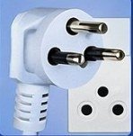 Type N plug and socket - 3 round pins, used in Brazil South Africa